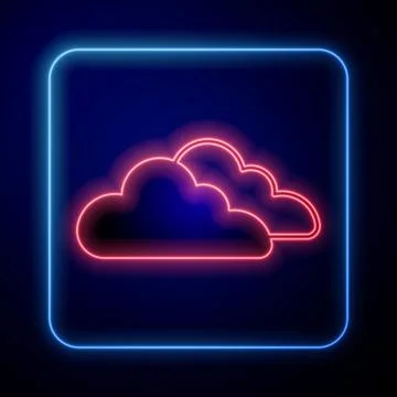 Glowing neon Cloud icon isolated on black background. Vector Stock Illustration