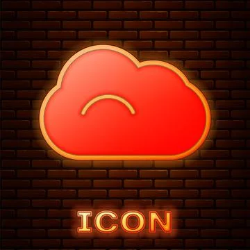 Glowing neon Cloud icon isolated on brick wall background. Vector Illustration Stock Illustration