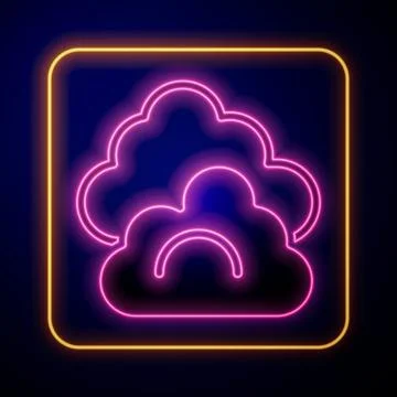 Glowing neon Cloud icon isolated on black background. Vector Illustrazione stock