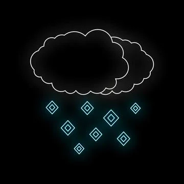 Glowing neon cloud raining abstract diamond shapes Stock Illustration