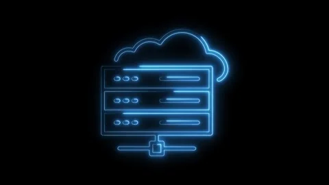 Glowing Neon Cloud Server Icon Isolated on Black Background Digital Technol.. Stock Footage 315654015