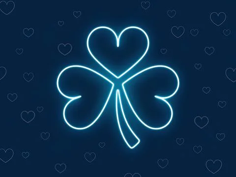 Glowing neon clover pattern festive wallpaper design Illustrazione stock