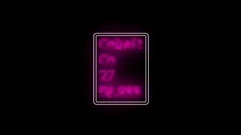 Glowing neon Cobalt element animation. Neon Cobalt element animated on blac.. Vidéo 341675743
