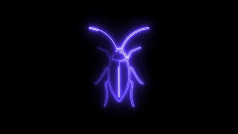 Glowing neon cockroach on dark background animation for modern projects Stock Footage 308174708