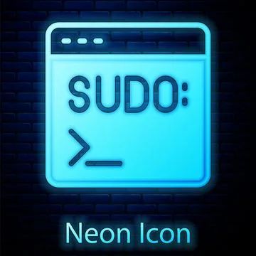 Glowing neon Code terminal icon isolated on brick wall background. Browser Stock Illustration