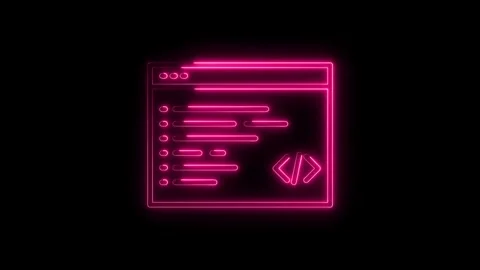 Glowing Neon Code Window Interface Programming Digital Technology Abstract .. Stock Footage 315654004