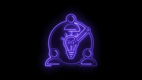 Glowing Neon Collaboration Idea Bulb Teamwork Concept Abstract Icon Animation Stock Footage 333956871