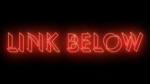 Glowing neon-colored Link Below word text illustration with a glowing neon-.. Stock Illustration