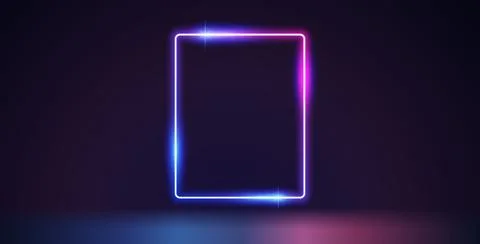 Glowing Neon Colorful Rectangle Frame Stock Illustration