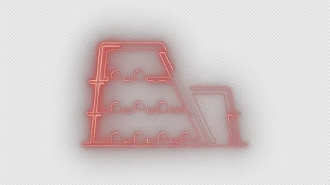 Glowing neon colosseum icon loop animation Stock Footage 309698535