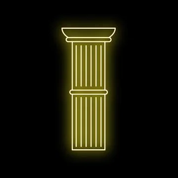 Glowing neon column icon representing ancient architecture Ilustración de archivo