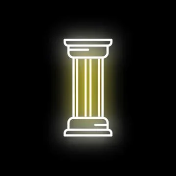 Glowing neon column icon representing antique law and justice 스톡 일러스트