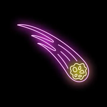 Glowing neon comet streaking through dark outer space Stock Illustration