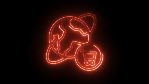 Glowing neon commerce icon isolated on black background. HD Video motion gr.. Stock Footage 304124339
