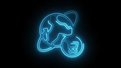 Glowing neon commerce icon isolated on black background. HD Video motion gr.. Stock Footage 304124386