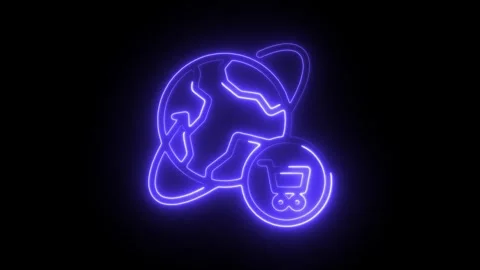 Glowing neon commerce icon isolated on black background. HD Video motion gr.. Stock Footage 304124395