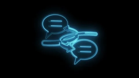 Glowing neon communication bubbles illustrating information exchange loop o.. Stock Footage 312331443