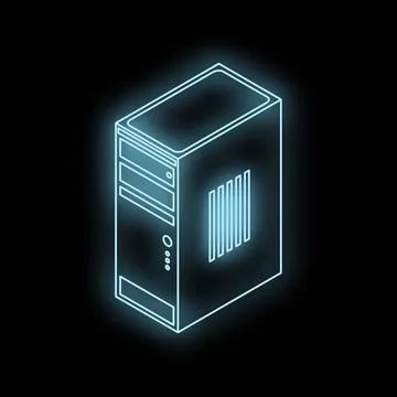 Glowing neon computer case representing computing power and technology 스톡 일러스트