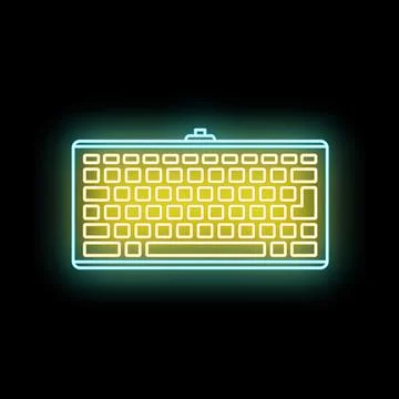 Glowing neon computer keyboard for gaming and technology concept Stock Illustration