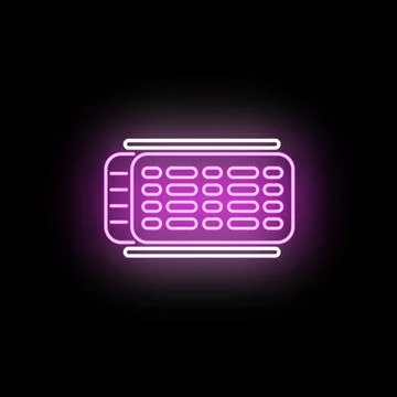 Glowing neon computer keyboard or controller icon Illustrazione stock