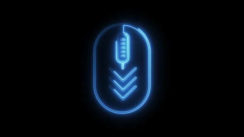 Glowing neon computer mouse icon animation on black background Stock Footage 308180073