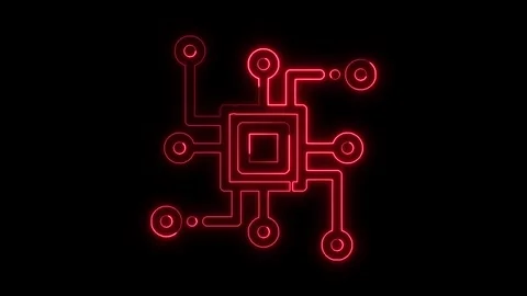 Glowing neon computer processor icon, computer processors Chip concept Stock Footage 301104379