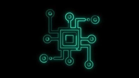 Glowing neon computer processor icon, computer processors Chip concept Stock Footage 301104392