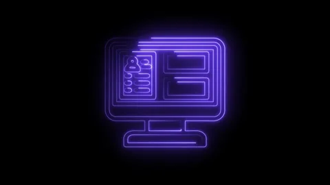 Glowing Neon Computer Screen Displaying User Profile and Data Fields Abstract Stock Footage 333956228