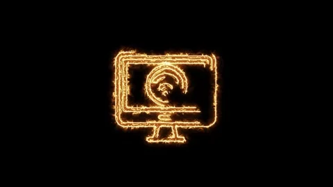 Glowing Neon Computer Screen Icon Animation Stock-Footage 330985264
