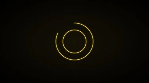 Glowing neon concentric rings on a black background, gold neon Видео 342596157