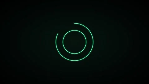 Glowing neon concentric rings on a black background, green neon 스톡 동영상 342596158