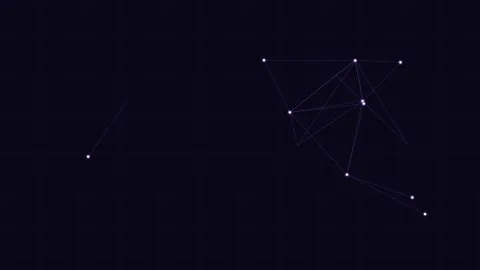Glowing neon connected data points network on a tech grid, violet neon Vídeo Stock 342595772