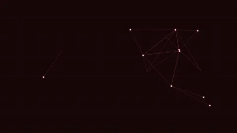 Glowing neon connected data points network on a tech grid, red neon Vídeos de archivo 342595780