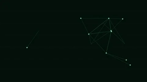Glowing neon connected data points network on a tech grid, green neon Vidéo 342595797