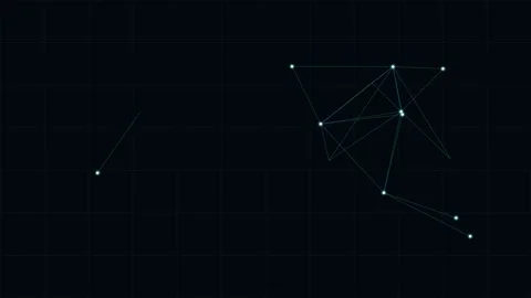 Glowing neon connected data points network on a tech grid, cyan neon 스톡 동영상 342595806