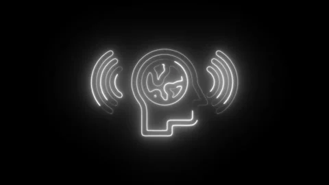 Glowing neon conscious icon isolated on black background. HD Video motion g.. Stock Footage 304126916