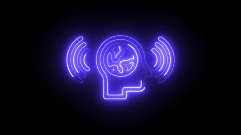 Glowing neon conscious icon isolated on black background. HD Video motion g.. Stock Footage 304126937
