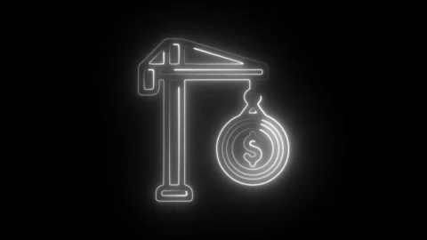 Glowing neon construction icon isolated on black background. HD Video motio.. Stock Footage 304119791