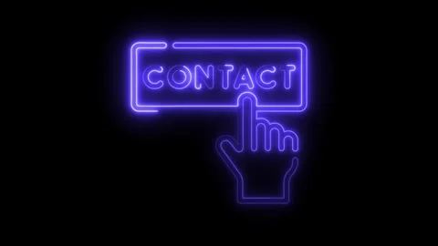 Glowing neon contact button with hand cursor on a black background 库存影片 308766917