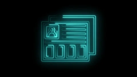 Glowing neon contact cards stack animation for digital business networking Stock Footage 322975488