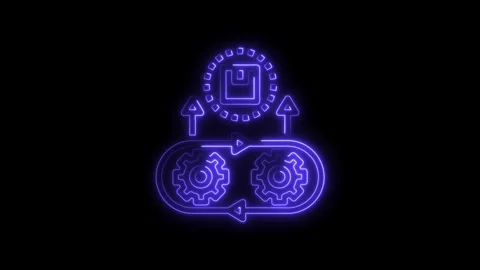 Glowing neon continuous integration and continuous delivery process with ar.. Stock Footage 308460859