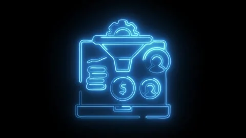 Glowing neon conversion rate icon isolated on black background. HD Video mo.. Stock Footage 304550435