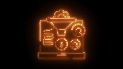 Glowing neon conversion rate icon isolated on black background. HD Video mo.. Stock Footage 304550466