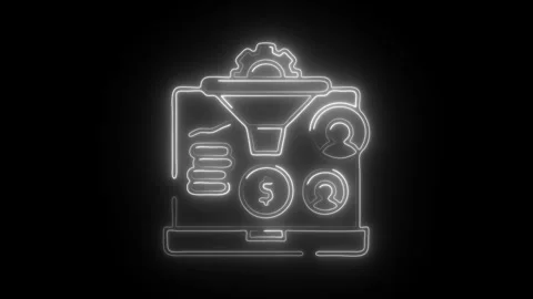 Glowing neon conversion rate icon isolated on black background. HD Video mo.. Stock Footage 304550491