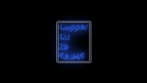 Glowing neon Copper element animation. Neon Copper element animated on blac.. Video stock 341675747