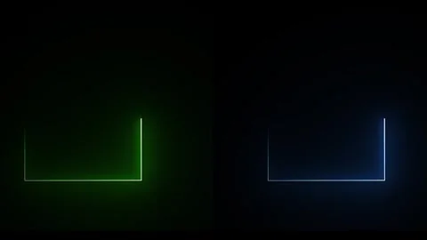 Glowing neon corner line motion graphic element on black background, 4k 스톡 동영상 337323650