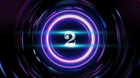 Glowing neon countdown numbers 3 2 2 in purple Stock Footage 338221244