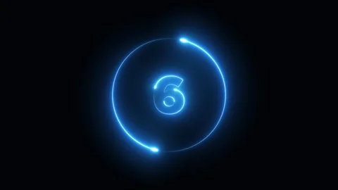 Glowing neon countdown text from 10 to 0 animation isolated on Black Background Stock Footage 319904442