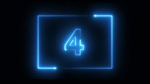 Glowing neon countdown timer from 5 to 0 seconds animation Stock Footage 323448138
