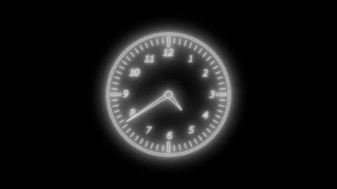 Glowing Neon Countdown Timer Analog Clock Animation with Smooth Transition Video stock 308045124